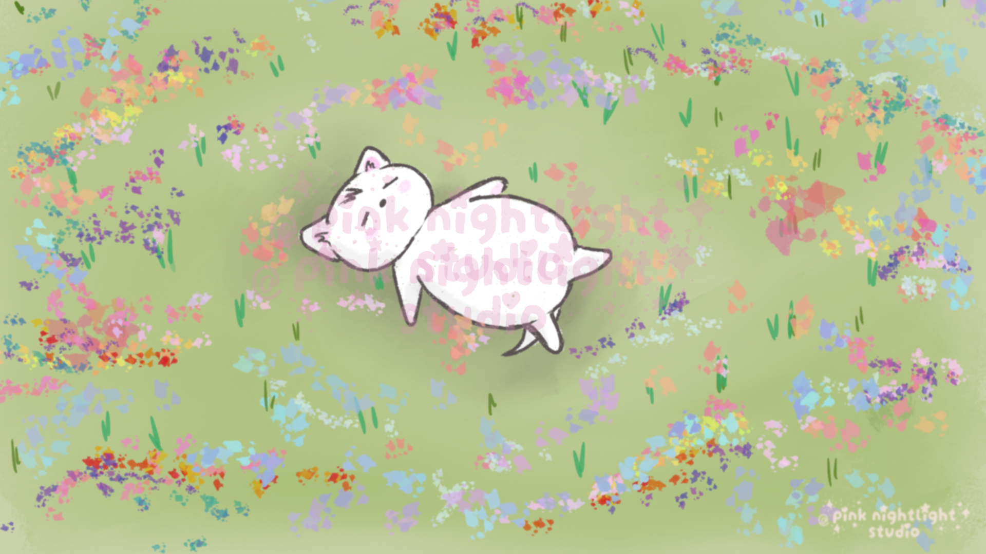 Cozy Cat Digital Wallpaper Pack, Phone and Desktop Screensaver Set, Hand-Illustrated Floral Cat Art, Multi-Device Tech Download