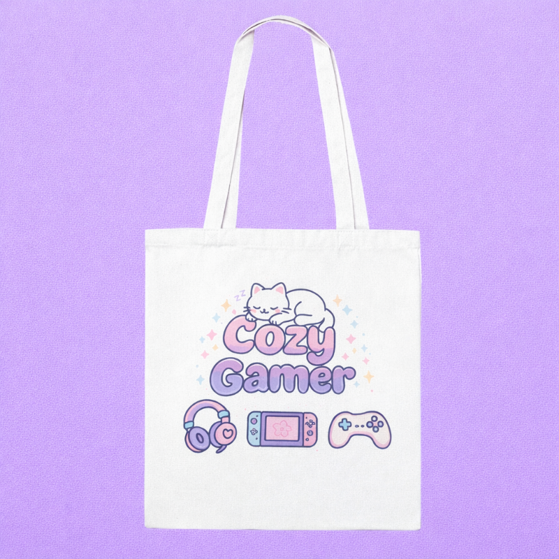 Kawaii "Cozy Gamer" Tote Bag ** Shop Partner