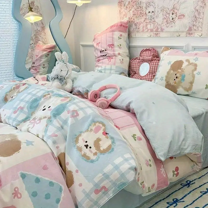 Kawaii Pastel Blue & Pink Bedding Set (>^o^<) Shop Partner