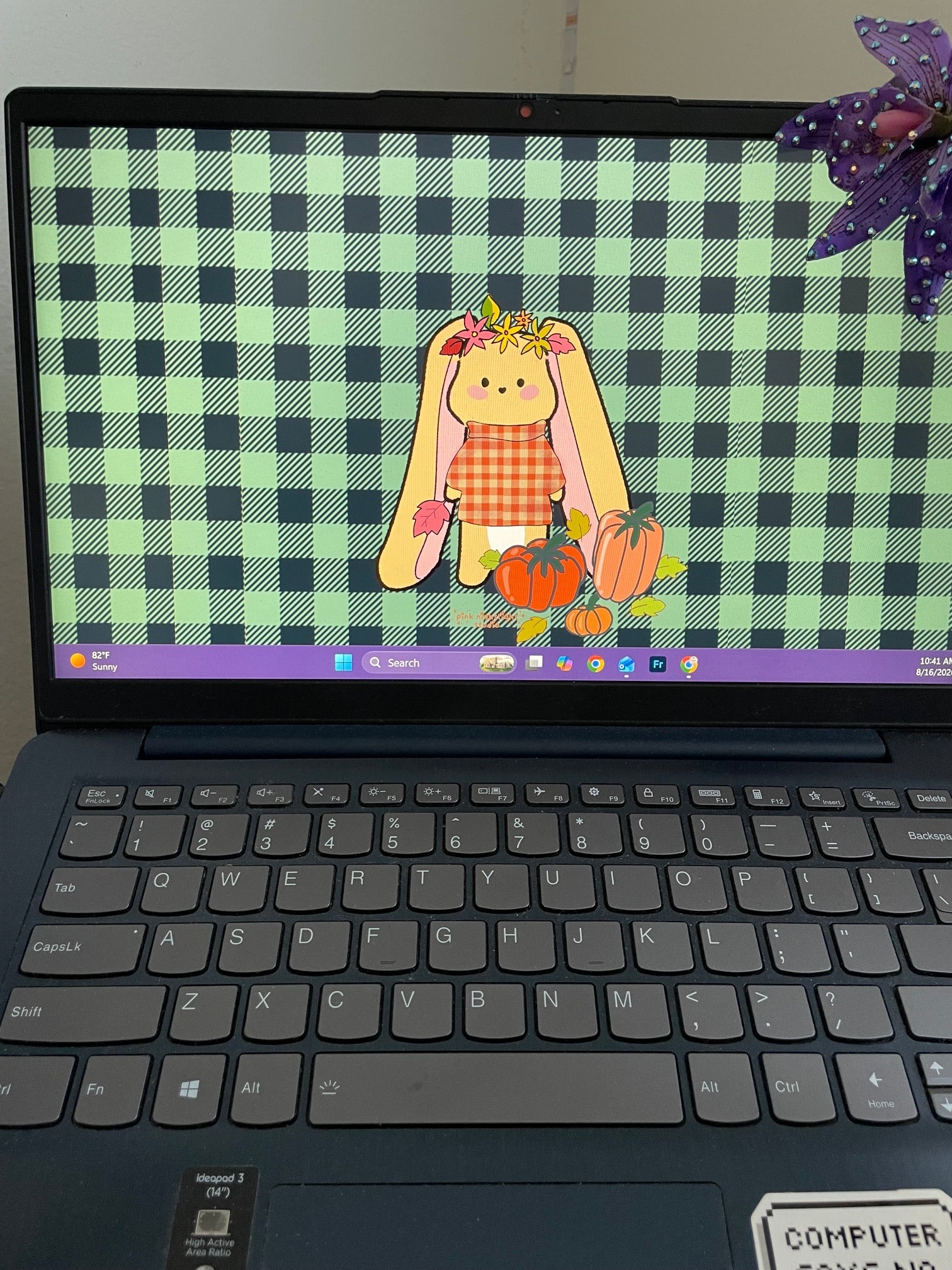 Bonnie Gingham Autumn Phone & Desktop Wallpaper | Cute Fall Aesthetic - Pink Nightlight Studio