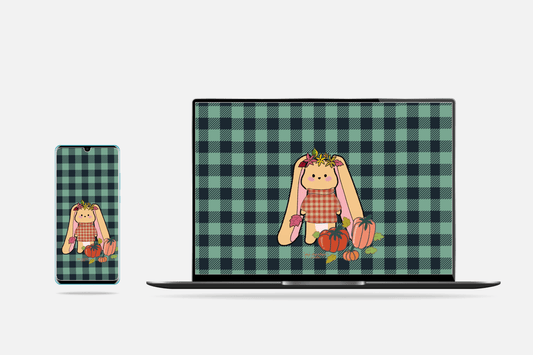 Bonnie Gingham Autumn Phone & Desktop Wallpaper | Cute Fall Aesthetic - Pink Nightlight Studio