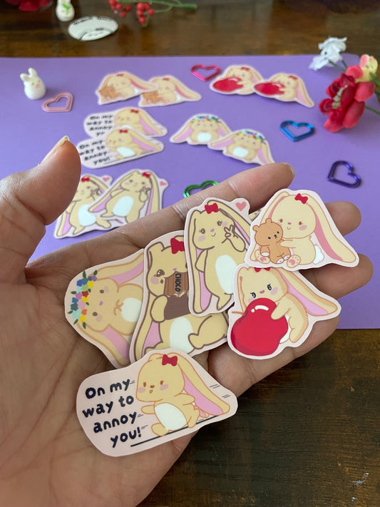 Bonnie Mini Sticker Flakes Set – Hand-Drawn & Laminated (18-Piece Pack) - Pink Nightlight Studio