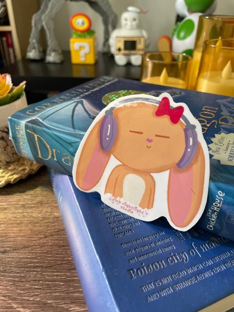 Bonnie with Headphones Vinyl Sticker - Pink Nightlight Studio