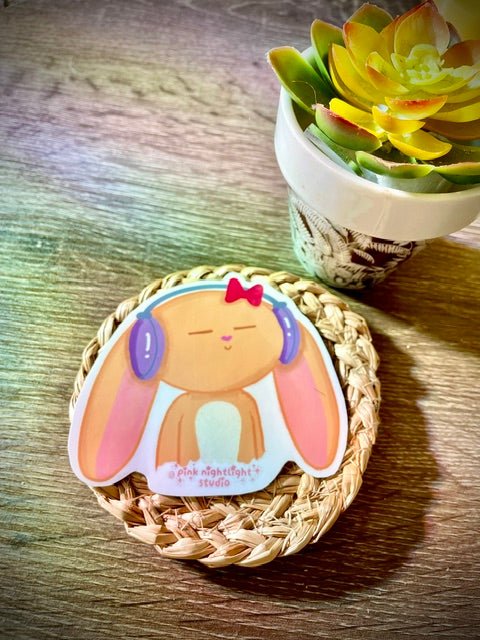 Bonnie with Headphones Vinyl Sticker - Pink Nightlight Studio
