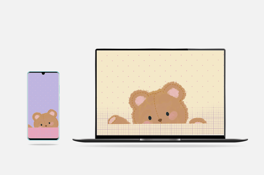 Bonnie’s Brown Teddy Bear digital wallpaper for mobile & desktop - Pink Nightlight Studio