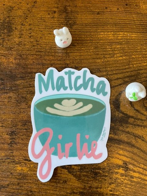 Coffee & Matcha Girlie Laminated Vinyl Stickers | Cozy Cafe Aesthetic - Pink Nightlight Studio