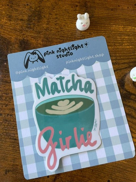 Coffee & Matcha Girlie Laminated Vinyl Stickers | Cozy Cafe Aesthetic - Pink Nightlight Studio