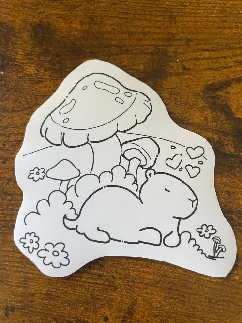 DIY Coloring Stickers Matte Vinyl Decals – Hand-Illustrated Cute Alpaca, Capybara, and Frog Sticker Pack (2.75" x 4") - Pink Nightlight Studio