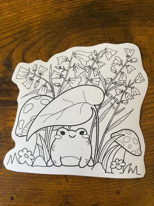 DIY Coloring Stickers Matte Vinyl Decals – Hand-Illustrated Cute Alpaca, Capybara, and Frog Sticker Pack (2.75" x 4") - Pink Nightlight Studio