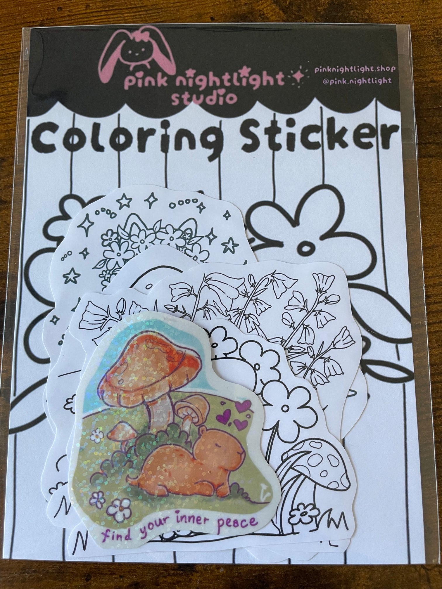 DIY Coloring Stickers Matte Vinyl Decals – Hand-Illustrated Cute Alpaca, Capybara, and Frog Sticker Pack (2.75" x 4") - Pink Nightlight Studio