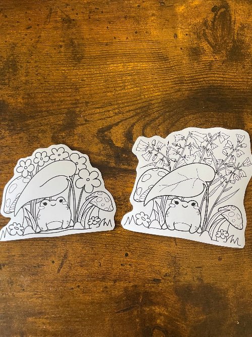DIY Coloring Stickers Matte Vinyl Decals – Hand-Illustrated Cute Alpaca, Capybara, and Frog Sticker Pack (2.75" x 4") - Pink Nightlight Studio