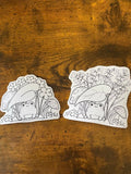 DIY Coloring Stickers Matte Vinyl Decals – Hand-Illustrated Cute Alpaca, Capybara, and Frog Sticker Pack (2.75" x 4") - Pink Nightlight Studio