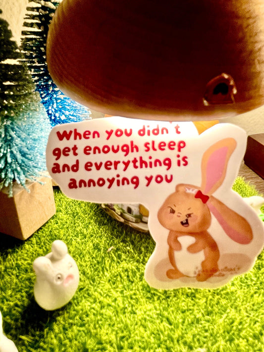 "Grumpy Bonnie" Grumpy Bunny Vinyl Sticker - Pink Nightlight Studio