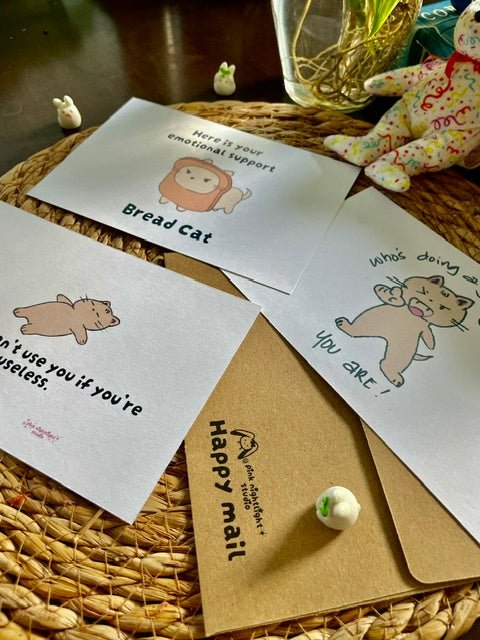 "Ishi" Cat-itude Mini Postcard - Pink Nightlight Studio
