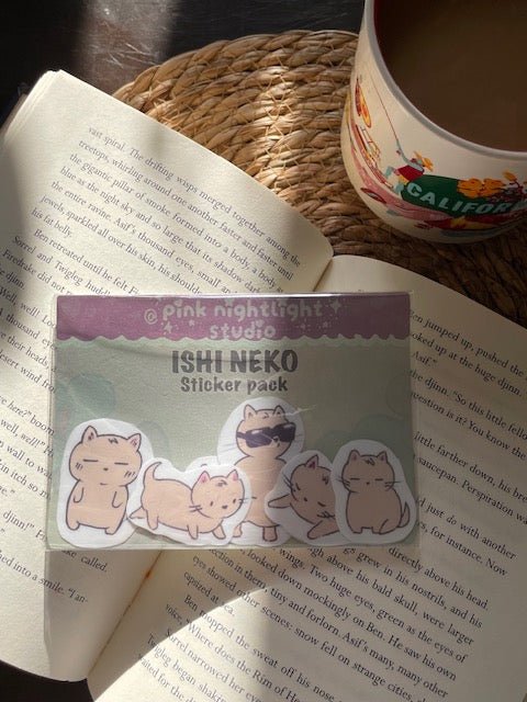 Ishi Neko Sticker Pack of 6 - Pink Nightlight Studio