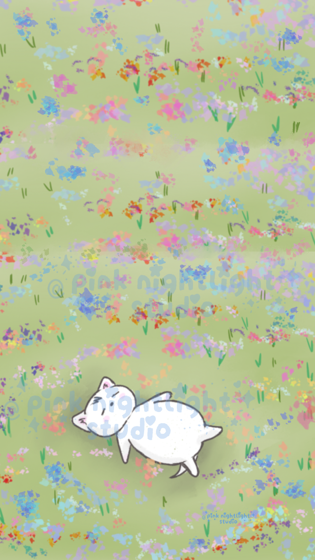 Cozy Cat Digital Wallpaper Pack, Phone and Desktop Screensaver Set, Hand-Illustrated Floral Cat Art, Multi-Device Tech Download