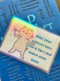 "Magical Encouragement" Ishi Holographic Vinyl Sticker - 3.5" Hand-Illustrated Cute Cat Decal