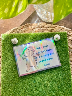 "Magical Encouragement" Ishi Holographic Vinyl Sticker - 3.5" Hand-Illustrated Cute Cat Decal