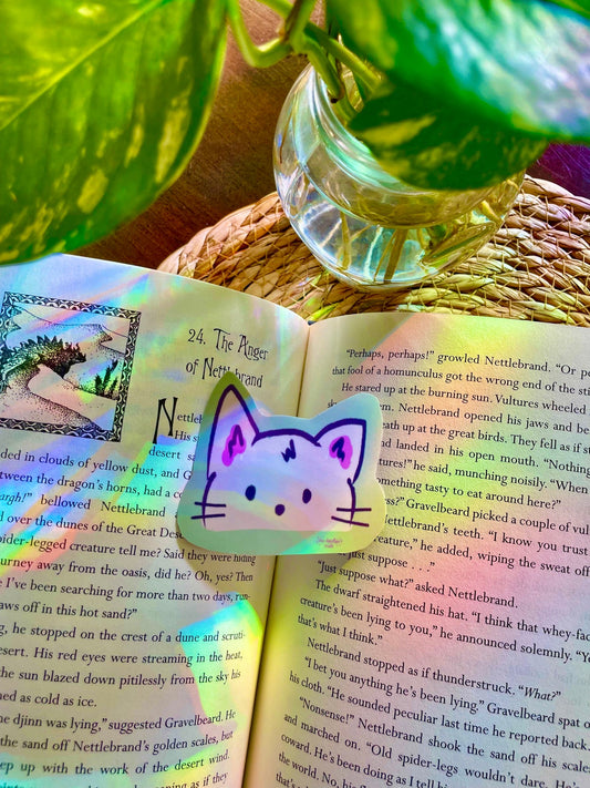Ishi’s Cat Face Hand-Illustrated Vinyl Sticker - Pink Nightlight Studio