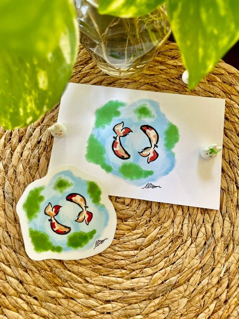 "Koi Pond" Hand-Illustrated Sticker & Postcard Bundle — Mikayla's Illustration - Pink Nightlight Studio