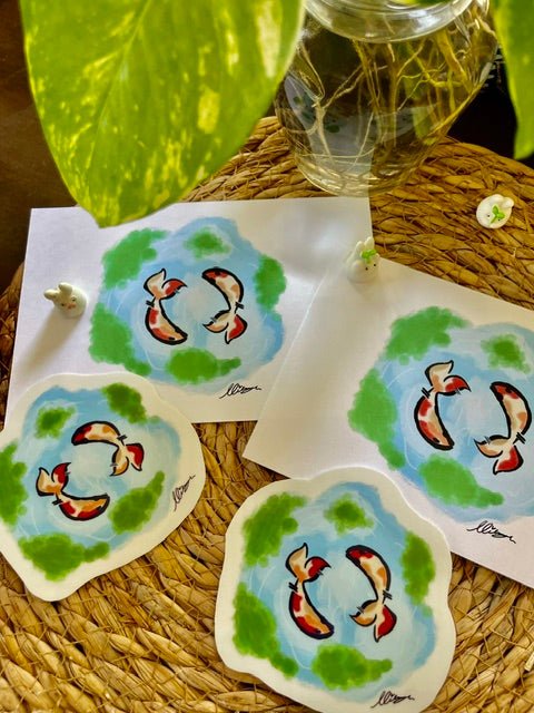 "Koi Pond" Hand-Illustrated Sticker & Postcard Bundle — Mikayla's Illustration - Pink Nightlight Studio
