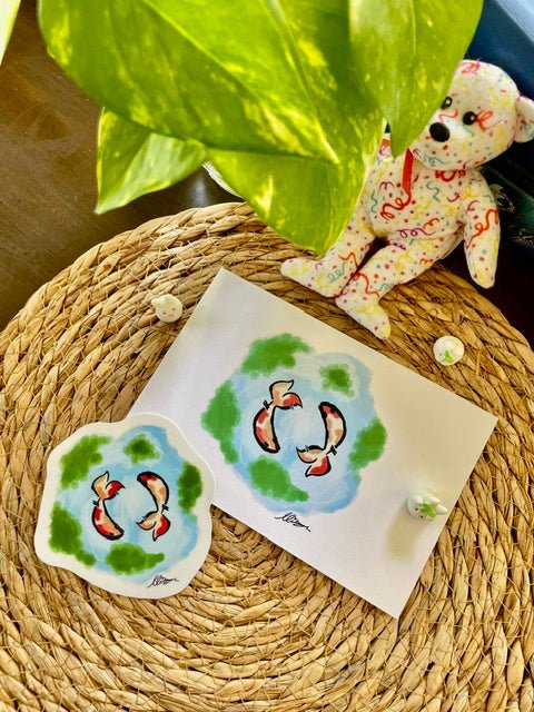 "Koi Pond" Hand-Illustrated Sticker & Postcard Bundle — Mikayla's Illustration - Pink Nightlight Studio