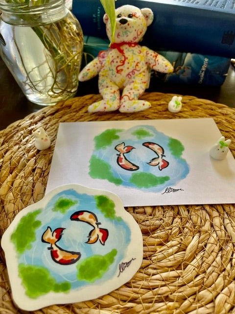 "Koi Pond" Hand-Illustrated Sticker & Postcard Bundle — Mikayla's Illustration - Pink Nightlight Studio