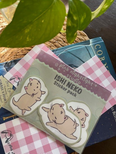 Lazy Ishi Neko Sticker Pack - 3 pack - Pink Nightlight Studio