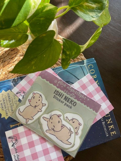Lazy Ishi Neko Sticker Pack - 3 pack - Pink Nightlight Studio