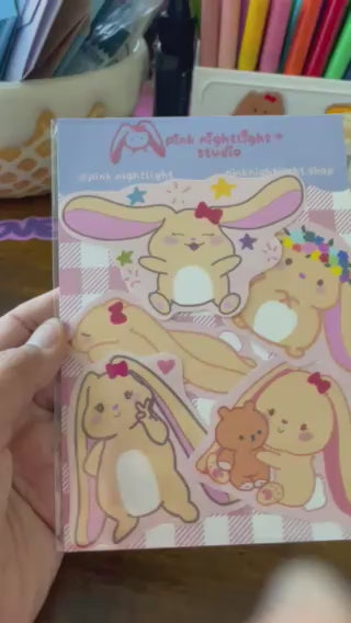 Bonnie Bunny Vinyl Sticker Pack – Set of 5 Hand-Illustrated Cute Decals