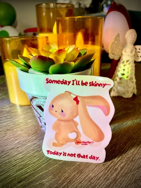 "Someday..." Bunny Vinyl Sticker - Pink Nightlight Studio