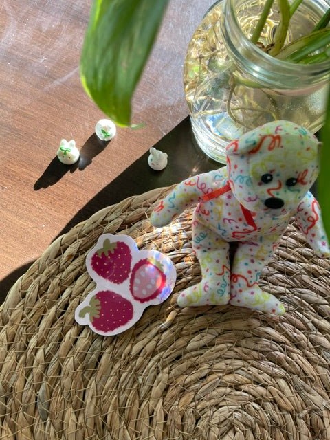 🍓 Sweet Strawberry Vinyl Sticker - Pink Nightlight Studio