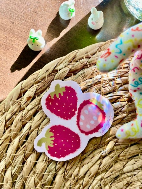🍓 Sweet Strawberry Vinyl Sticker - Pink Nightlight Studio