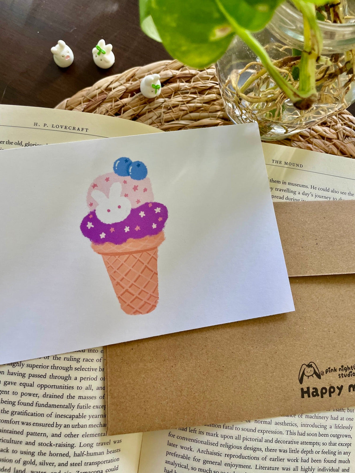 🍦 Sweet Summer Ice Cream Postcard (Summer Collection) - Pink Nightlight Studio