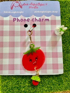 Handmade Tomato Acrylic Phone Charm | Cute Kawaii Vegetable Phone Strap Accessory